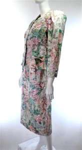 VTG 80s floral dress suit skirt jacket top M  