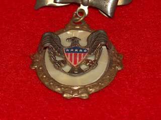 Unusual WWII Sweetheart Pin. Spread winged eagle with RWB 5 Star 