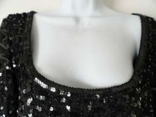 Vintage Lee Jordan New York Black Dress Sequin On Knit ILDWU Made 