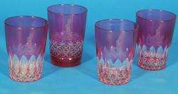 Set of 4 Antique Bohemian Cut Crystal Glasses Griffins  