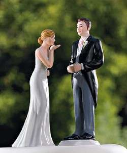 Bride Blowing Her Groom A Kiss Wedding Cake Topper  