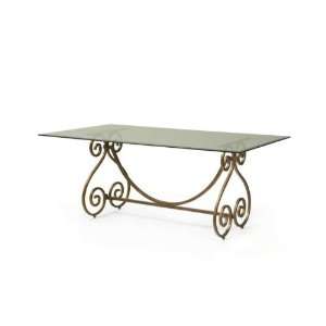 HeatherBrooke Florence Iron Dining Table w/Glass Top 