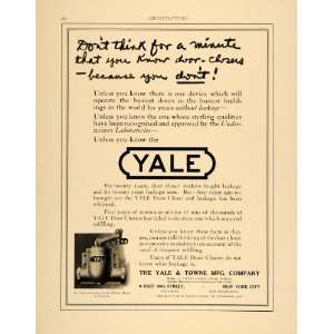  1915 Ad Yale Towne Door Closer Locks Hardware Home 