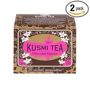 Kusmi Spicy Chocolate Teabags, 1.55 Ounce Boxes (Pack of 2)  