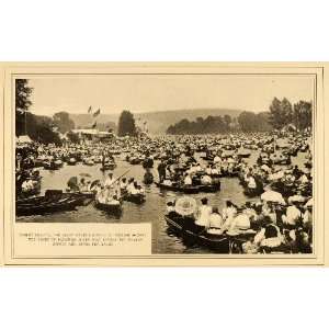  1902 Vintage Print Henley Regatta Pleasure Boats Thames 