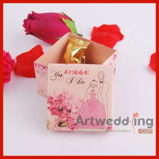 12 Pink&White Wedding Party Truffle Candy Favor Boxes  