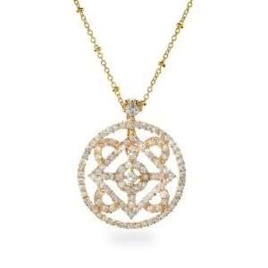  Diamond CZ Round Vintage Gold Vermeil Necklace Length 18 