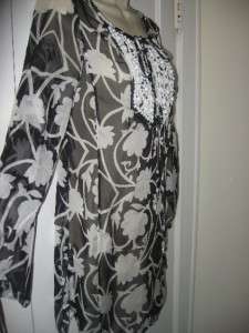 MILLY Palm Print Beaded Embelished Tunic Top Coverup 0  