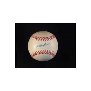  Signed Moon, Wally National League Baseball in Blue Ink on 