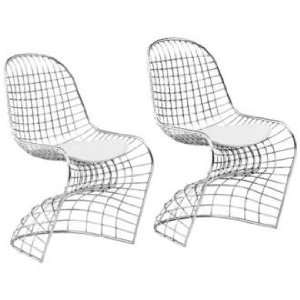  Set of 2 Zuo Modern Wickham Chrome Dining Chair