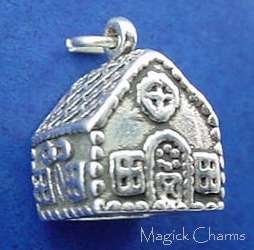 Sterling Silver GINGERBREAD HOUSE 3D Christmas Charm  