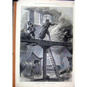  1874 Scene Newmarket Holburn Theatre Barn Man Horse