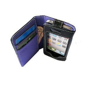  BLUE iPhone4 PU Leather Wallet Case Cell Phones 