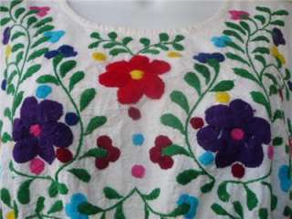 Vintage Mexican EMBROIDERED HIPPIE DRESS M / L Boho BEAUTY  