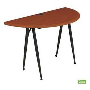   Half Round Full Table   Cherry Top With Black Legs