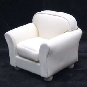    Dollhouse Miniature Off White Leather Look Club Chair Toys & Games