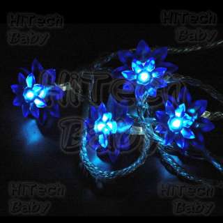 20x Blue POINSETTIA Ornament Add On Cap for 5mm LED String Fairy Light 