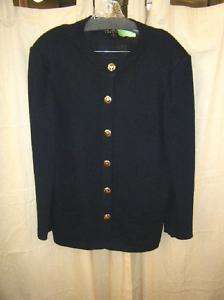 St. John navy blue skirt and sweater suit, size L  