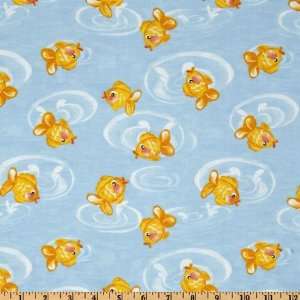  44 Wide Noahs Ark Goldfish Blue Fabric By The Yard 