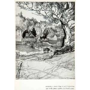  1950 Print Horley Oxfordshire England Cityscape Hornton 