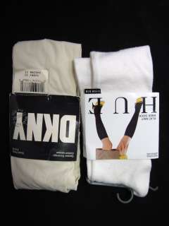 LOT 2 DKNY Ivory Tights HUE White knee High Socks Sz S  
