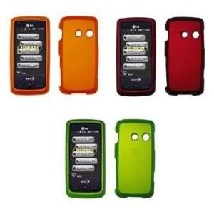 EMPIRE LG Rumor Touch LN510 3 Pack of Snap on Case Covers (Orange, Red 