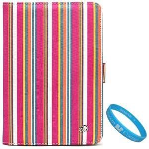  Pink Colored Stripes Pattern Design Protective Portfolio 