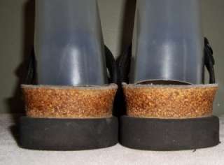 MEPHISTO Black 2 Strap Cork Bottom Slide Sandals Size 8 VGUC  