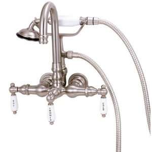 Wall Mount Gooseneck Tub Faucet with Hand Shower and Hot & Cold Lever 