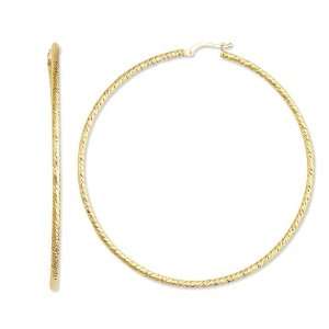    14k Yellow Gold Large Round Hoop Earrings 65mm X 2mm Jewelry