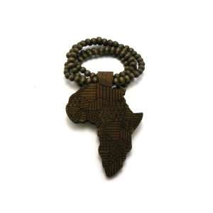  Large Brown Wooden Africa Pendant and 36 Inch Necklace 