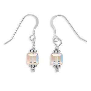 Rainbow Cube Earrings Sterling Silver Accented with Swarovski Crystals 