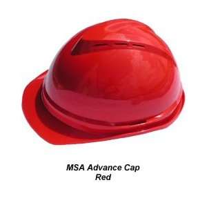  MSA Advance Vented Hard hats with Ratchet Suspensions, red 