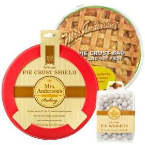   Pie Crust Shield, Ceramic Pie Weights, and 11 inch Pie Crust Maker