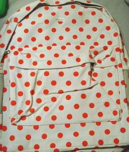 White Backpack w/ Red Polka Dots  