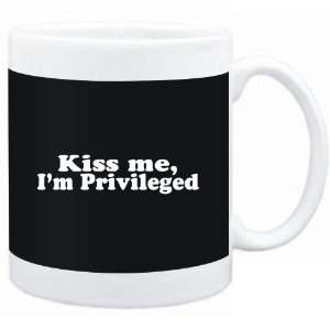 Mug Black  Kiss me, Im privileged  Adjetives Sports 
