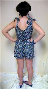 Nwt Size M Miley Cyrus Sleeveless Blue Floral Romper  