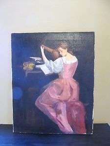   violin musical instrument pink dress impressionism 16 x 20  