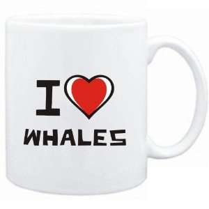  Mug White I love Whales  Animals