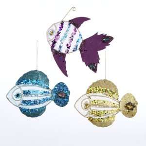   the Sea Glittered Metal Fish Christmas Ornaments 5.75
