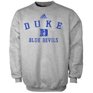  Adidas Duke Blue Devils Ash Practice Crew Neck Sweatshirt 
