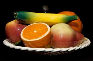 Beautiful Mano Rope Bowl with Ceramic Fruit Manises Spain  