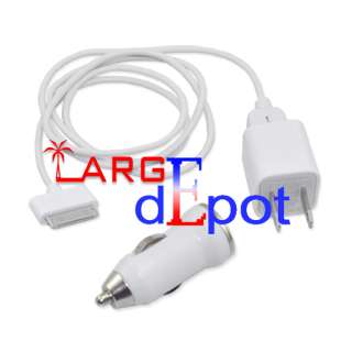 USB Cable+AC Wall+Car Charger For IPod IPhone 4 4S  