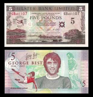 NORTH IRELAND P 339 UNC 5 POUNDS GEORGE BEST ND (2006) WITH FOLDER 1 