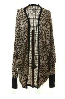 leopard print tunic cardigan brown s/m  
