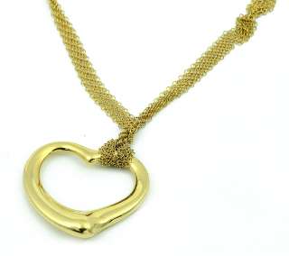 Tiffany & Co 18k Solid Yellow Gold Heart Pendant Mesh Necklace Long 28 