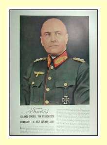 1943 German General von Brauchitsch Life WWII print  
