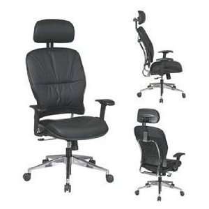  Black Leather Seat and Back Managers Chair With Adjustable 