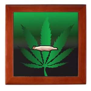    Keepsake Box Mahogany Marijuana Joint and Leaf 