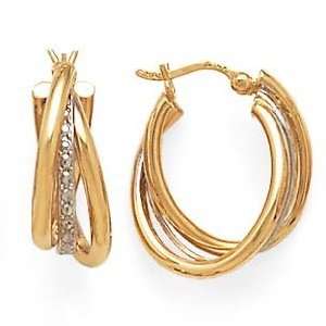  14K TWO TONE TRIPLE TUBE EARRINGS Augustina Jewelry 